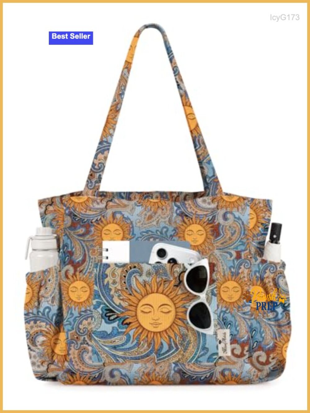 Corduroy Tote Bag for Women Multi-Pocket with Zipper Foldable Shoulder